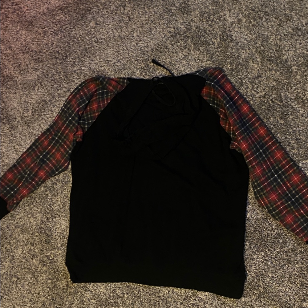 Torrid Black and Red Plaid sleeve Hoodie - Picture 4 of 4